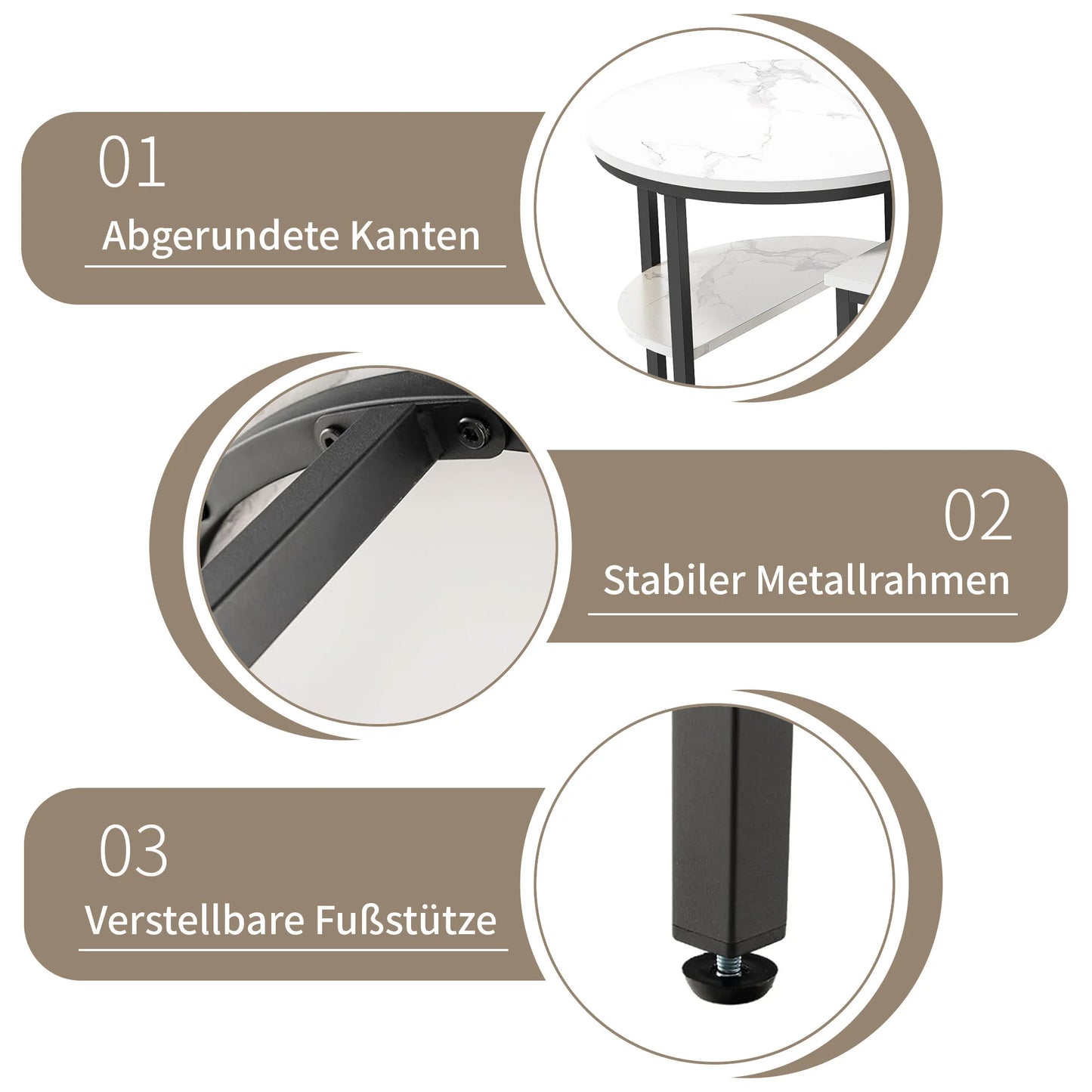 Tables basses 2 en 1 modernes avec rangement - Style marbre