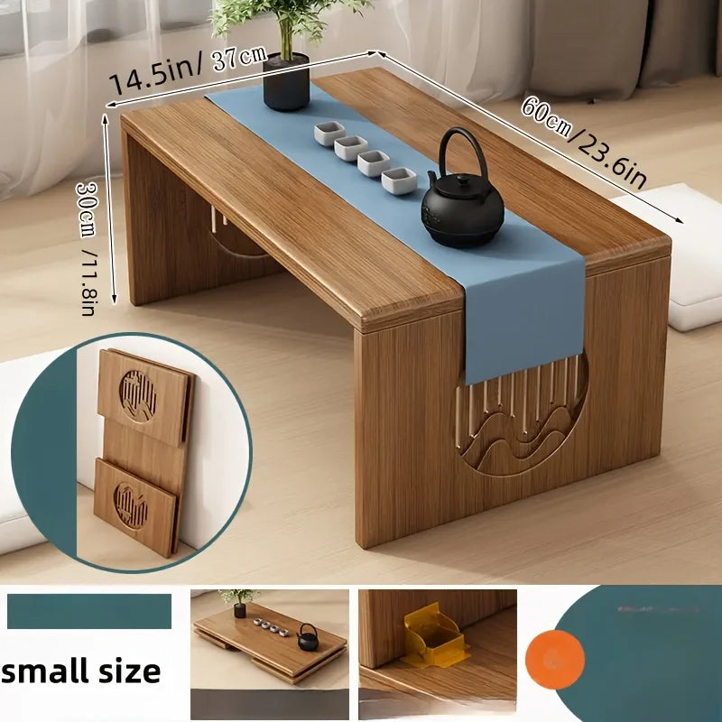 Table pliante en bambou – Style japonais, idéale pour chambre et bureau