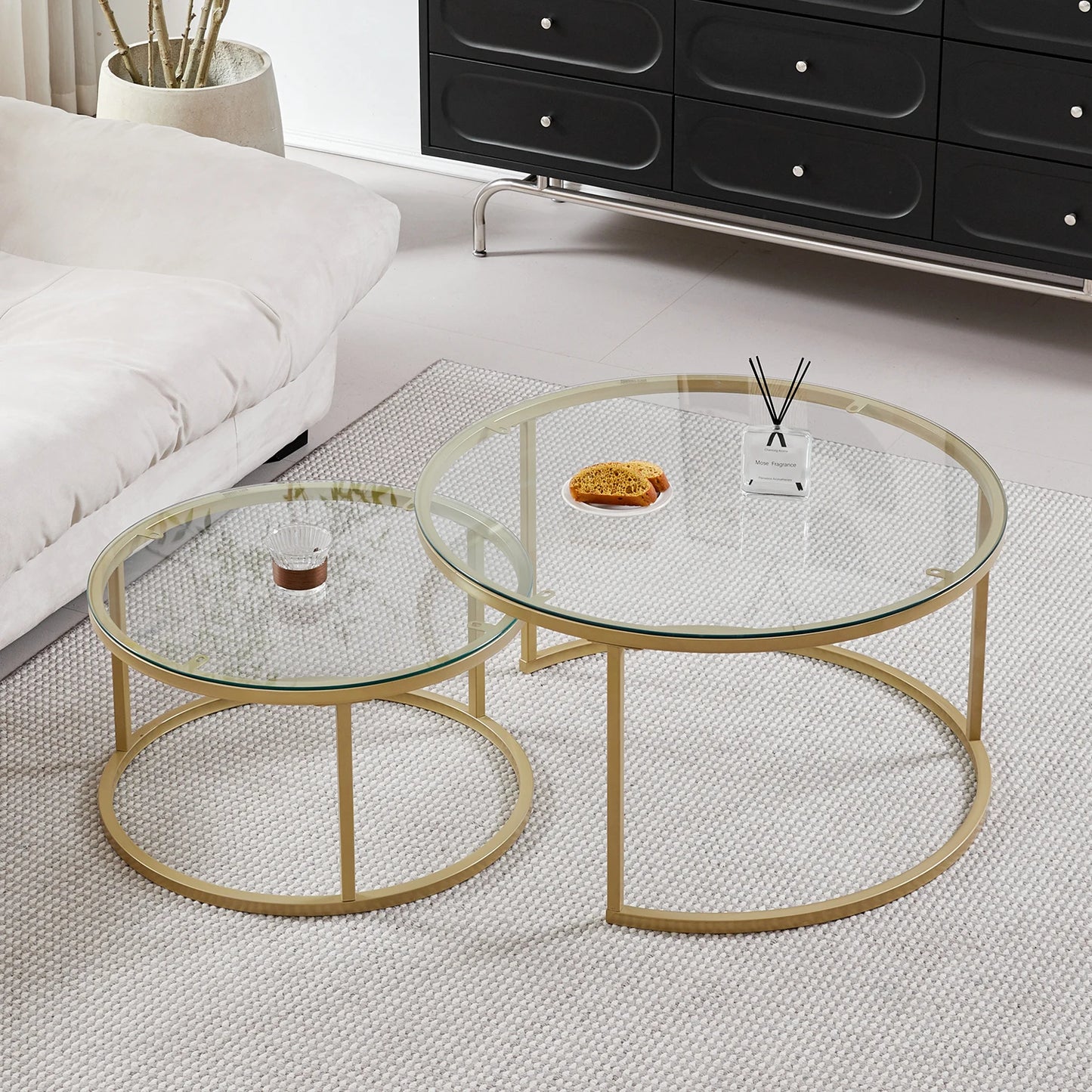 Table d'Appoint Ronde en Marbre Nordique - Luxe 60cm/80cm