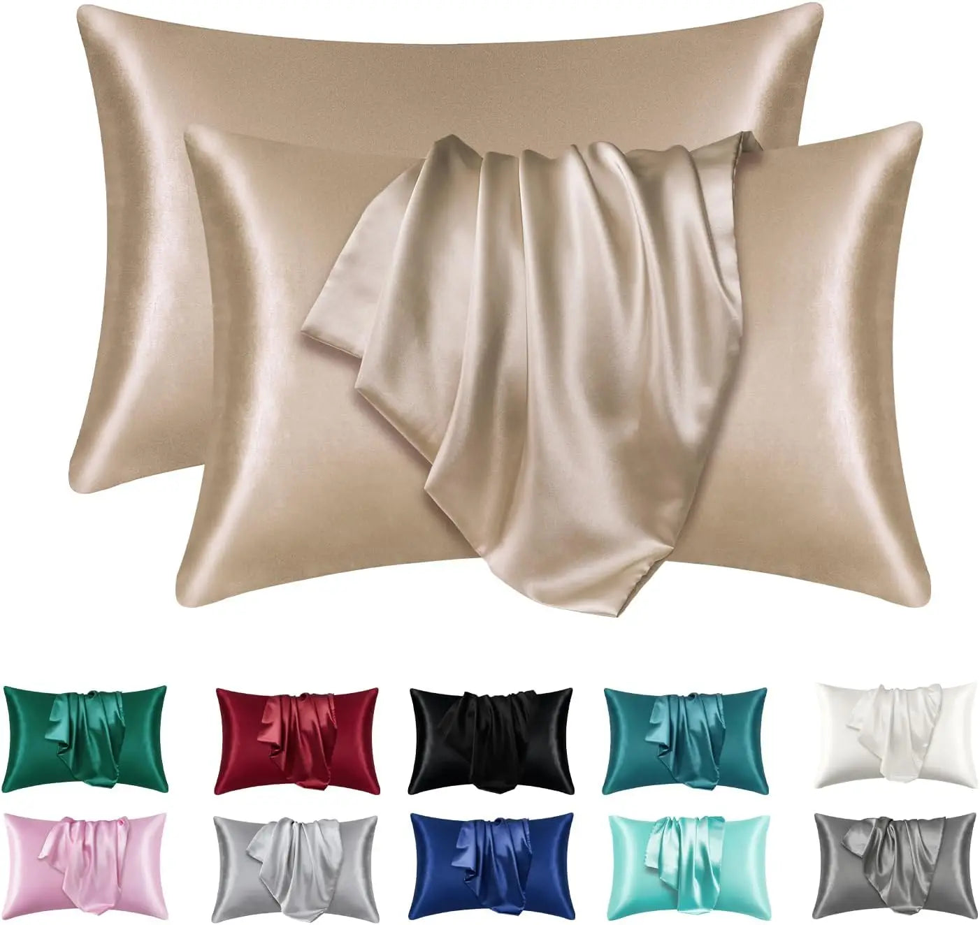 Taie d'oreiller en satin doux pour cheveux et peau - Standard, 2 pièces