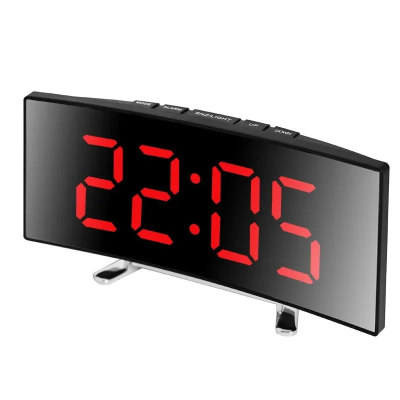 Horloge Électronique Miroir LED Incurvé - Grand Écran Décoratif