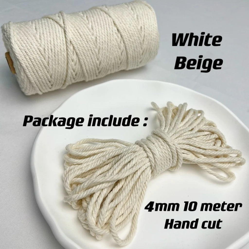 Corde en coton naturel 4mm pour macramé - 10m de créativité DIY