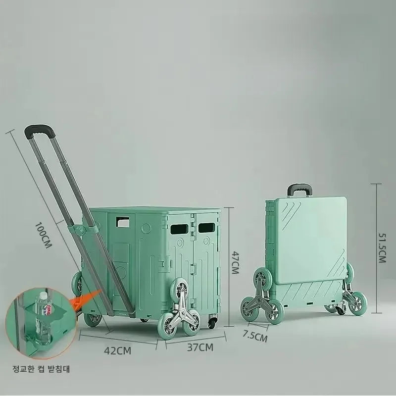 Chariot de courses pliable avec sacs – Idéal pour épicerie et pique-nique