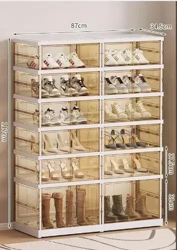 Boîte de rangement à chaussures pliable en plastique transparente