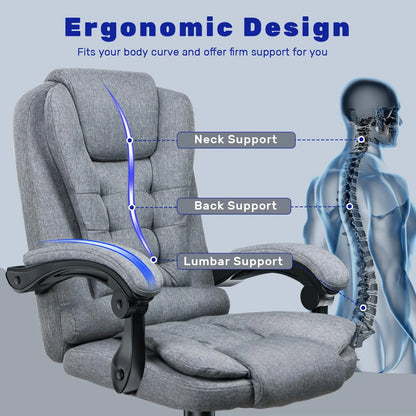Chaise de Bureau Ergonomique Naspaluro en Cuir PU - Dossier Haut Pivotant