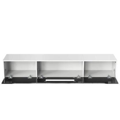 Meuble TV 180 cm LED, commode haute brillance avec 3 portes