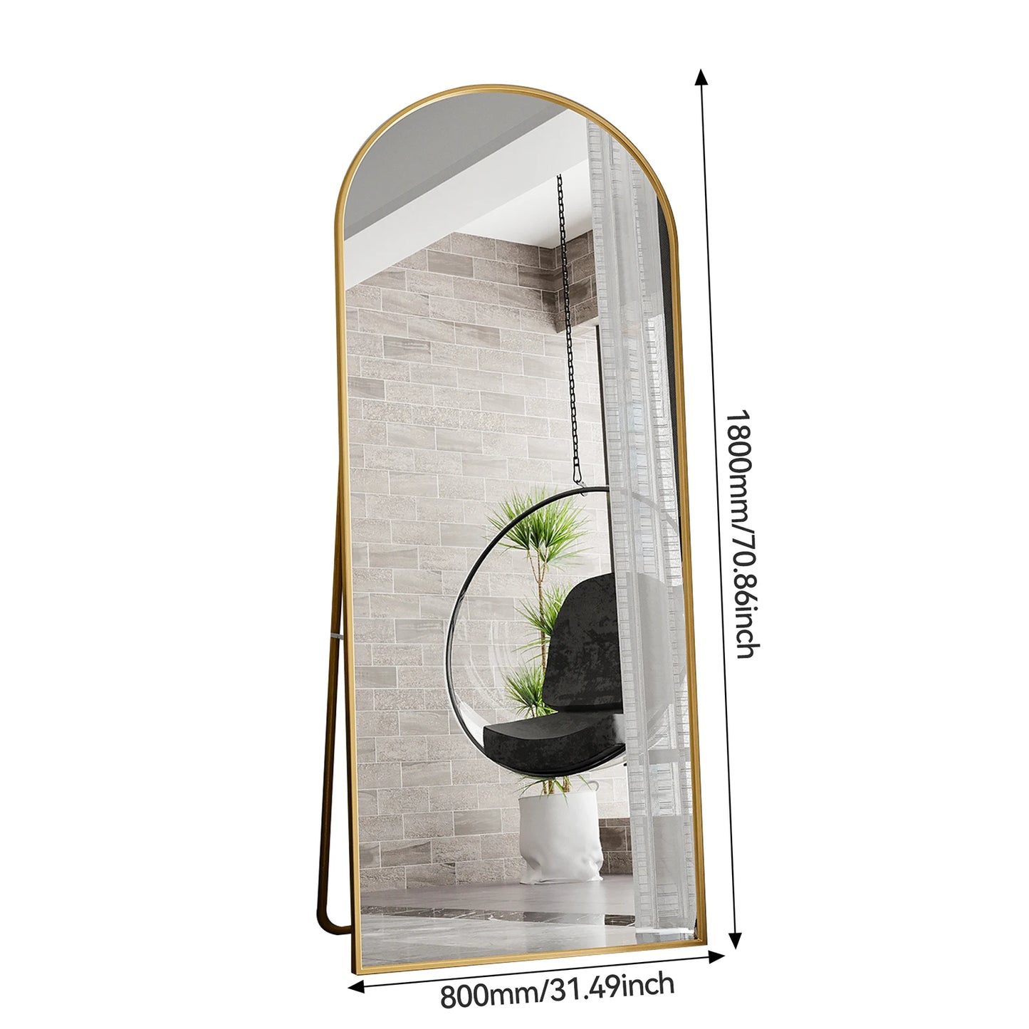 Miroir incurvé HD 180x80cm avec cadre doré en aluminium