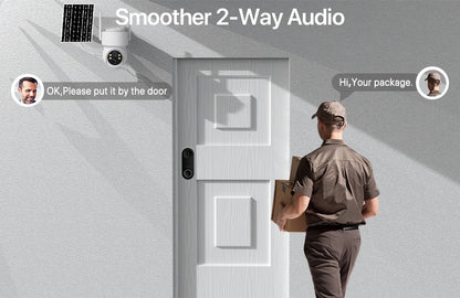 Caméra IP Solaire PTZ 4MP WiFi - Zoom 6X, Surveillance Extérieure 1080P