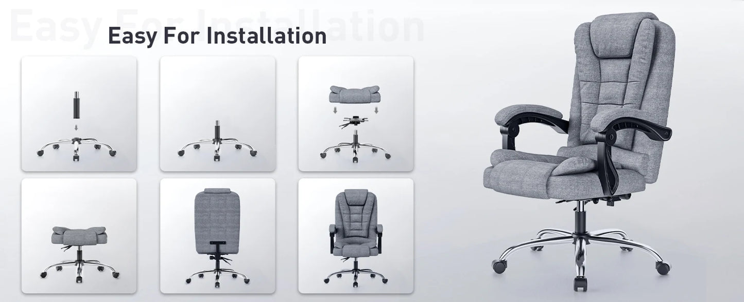 Chaise de Bureau Ergonomique Naspaluro en Cuir PU - Dossier Haut Pivotant