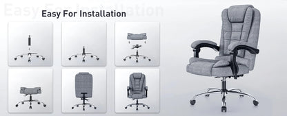 Chaise de Bureau Ergonomique Naspaluro en Cuir PU - Dossier Haut Pivotant