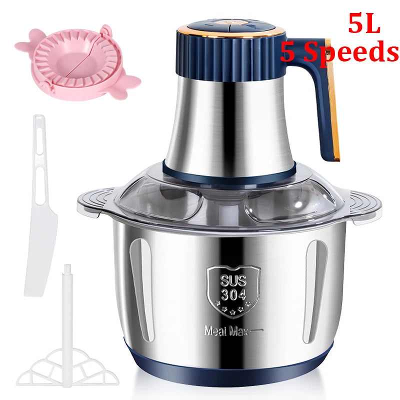 Broyeur Électrique 2L/5L en Acier Inox - Hachoir et Slicer Cuisine