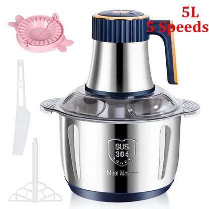 Broyeur Électrique 2L/5L en Acier Inox - Hachoir et Slicer Cuisine