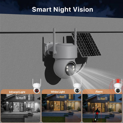 Caméra IP Solaire PTZ 4MP WiFi - Zoom 6X, Surveillance Extérieure 1080P