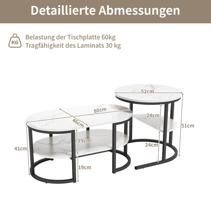 Tables basses 2 en 1 modernes avec rangement - Style marbre