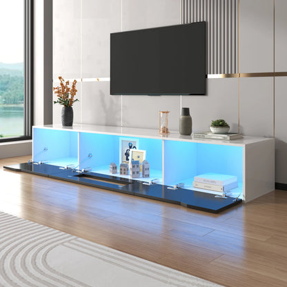 Meuble TV 180 cm LED, commode haute brillance avec 3 portes