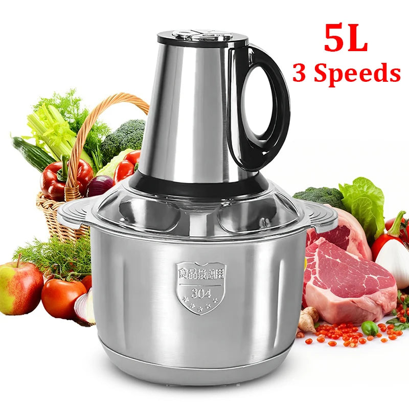 Broyeur Électrique 2L/5L en Acier Inox - Hachoir et Slicer Cuisine