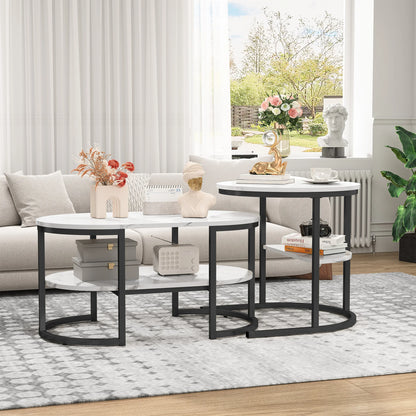 Tables basses 2 en 1 modernes avec rangement - Style marbre