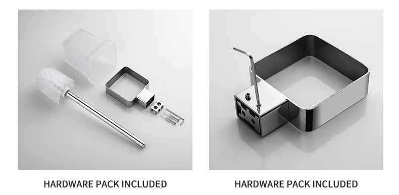 Accessoires de Salle de Bain en Acier Inoxydable - Set Étagère & Crochets