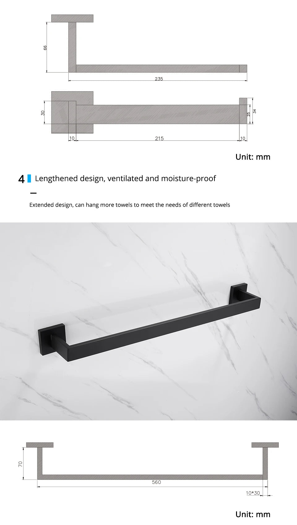 Kit Accessoires HOHardware Noir Mat : Étagère, Porte-Serviettes et Plus