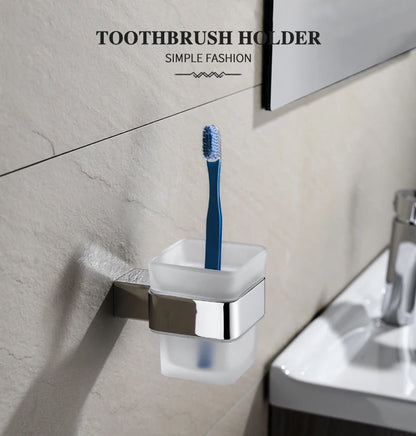 Accessoires de Salle de Bain en Acier Inoxydable - Set Étagère & Crochets