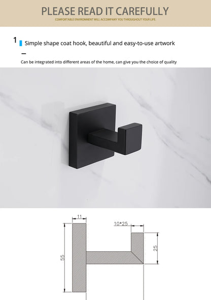 Kit Accessoires HOHardware Noir Mat : Étagère, Porte-Serviettes et Plus