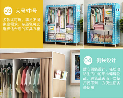 Garde-robe pliable en acier pour chambre et dortoir - Grande capacité