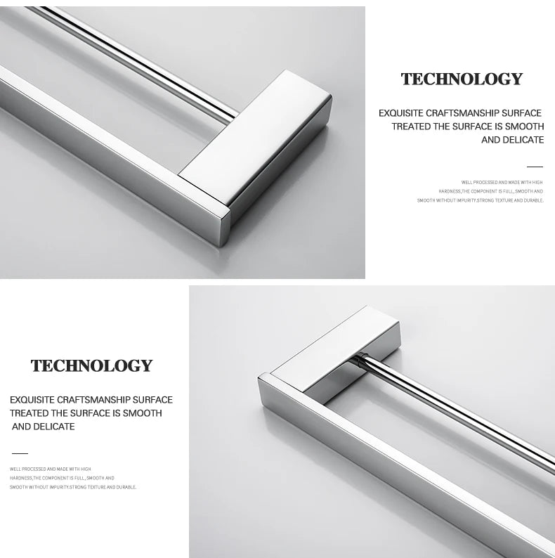 Accessoires de Salle de Bain en Acier Inoxydable - Set Étagère & Crochets