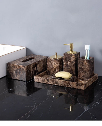 Porte-brosse à dents en marbre foncé - Luxe Regina Dish HOSet