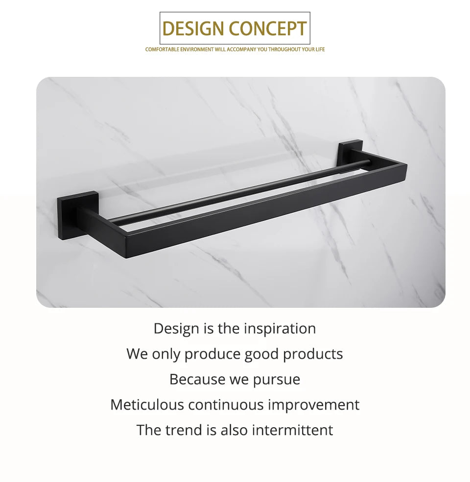 Kit Accessoires HOHardware Noir Mat : Étagère, Porte-Serviettes et Plus