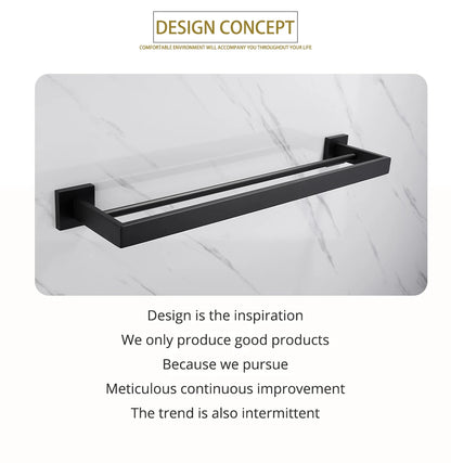 Kit Accessoires HOHardware Noir Mat : Étagère, Porte-Serviettes et Plus