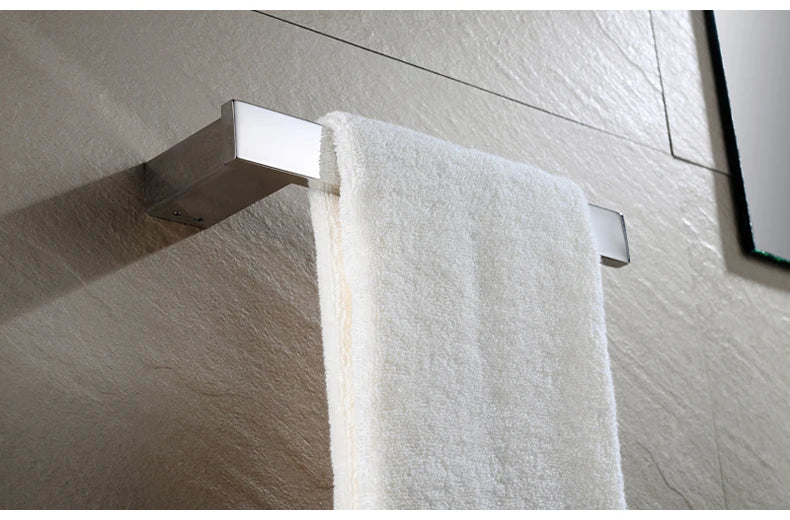 Accessoires de Salle de Bain en Acier Inoxydable - Set Étagère & Crochets