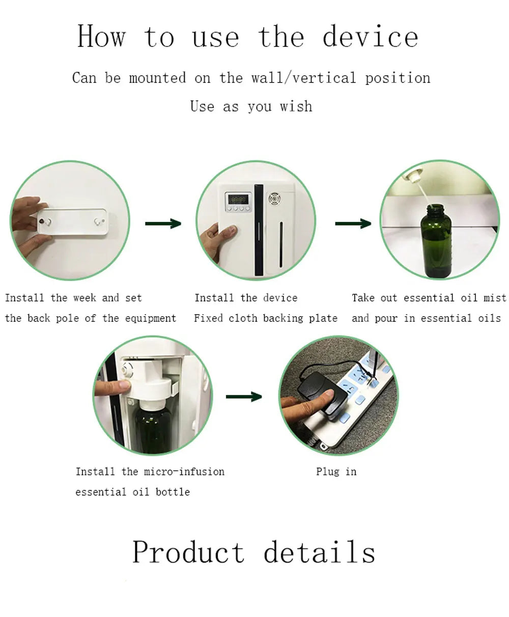 Diffuseur d'Arôme Mural 160ML avec Ventilateur pour Grand Espace