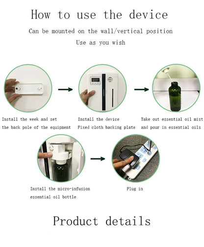 Diffuseur d'Arôme Mural 160ML avec Ventilateur pour Grand Espace