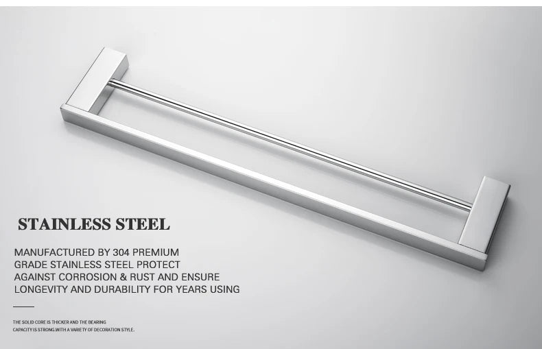 Accessoires de Salle de Bain en Acier Inoxydable - Set Étagère & Crochets