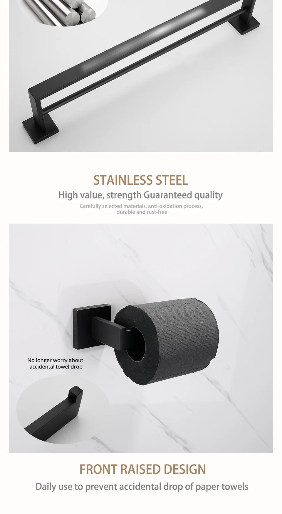 Kit Accessoires HOHardware Noir Mat : Étagère, Porte-Serviettes et Plus