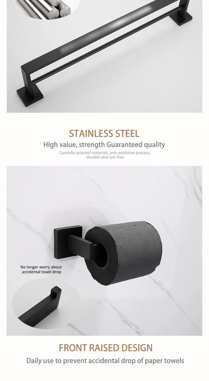 Kit Accessoires HOHardware Noir Mat : Étagère, Porte-Serviettes et Plus