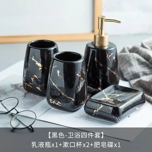 Ensemble de salle de bain en céramique marbre noir - Luxe créatif