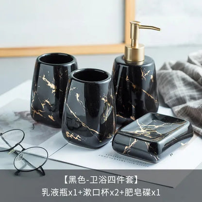 Ensemble de salle de bain en céramique marbre noir - Luxe créatif