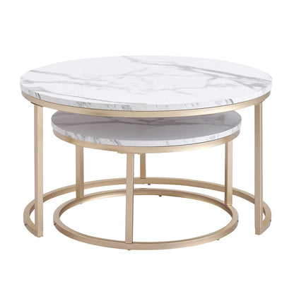 Table d'Appoint Ronde en Marbre Nordique - Luxe 60cm/80cm