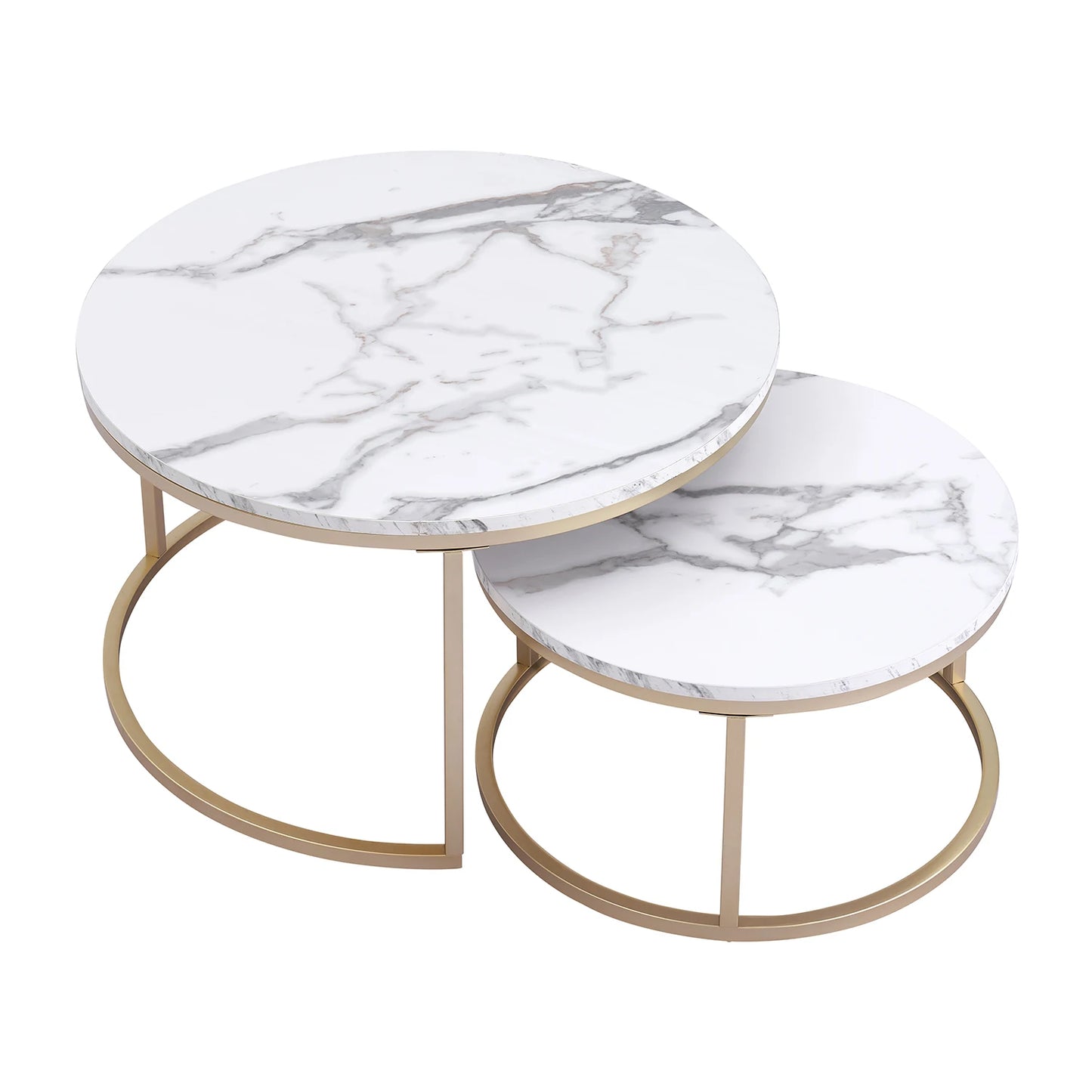 Table d'Appoint Ronde en Marbre Nordique - Luxe 60cm/80cm