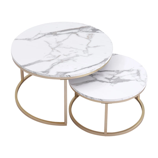Table d'Appoint Ronde en Marbre Nordique - Luxe 60cm/80cm