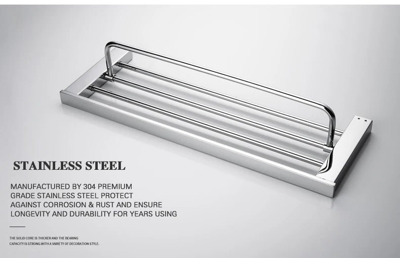 Accessoires de Salle de Bain en Acier Inoxydable - Set Étagère & Crochets