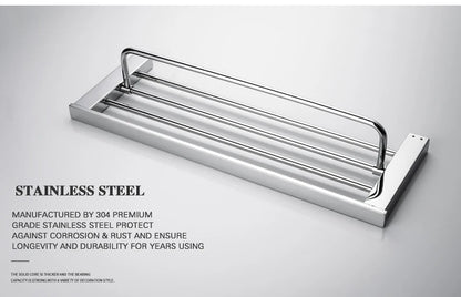 Accessoires de Salle de Bain en Acier Inoxydable - Set Étagère & Crochets