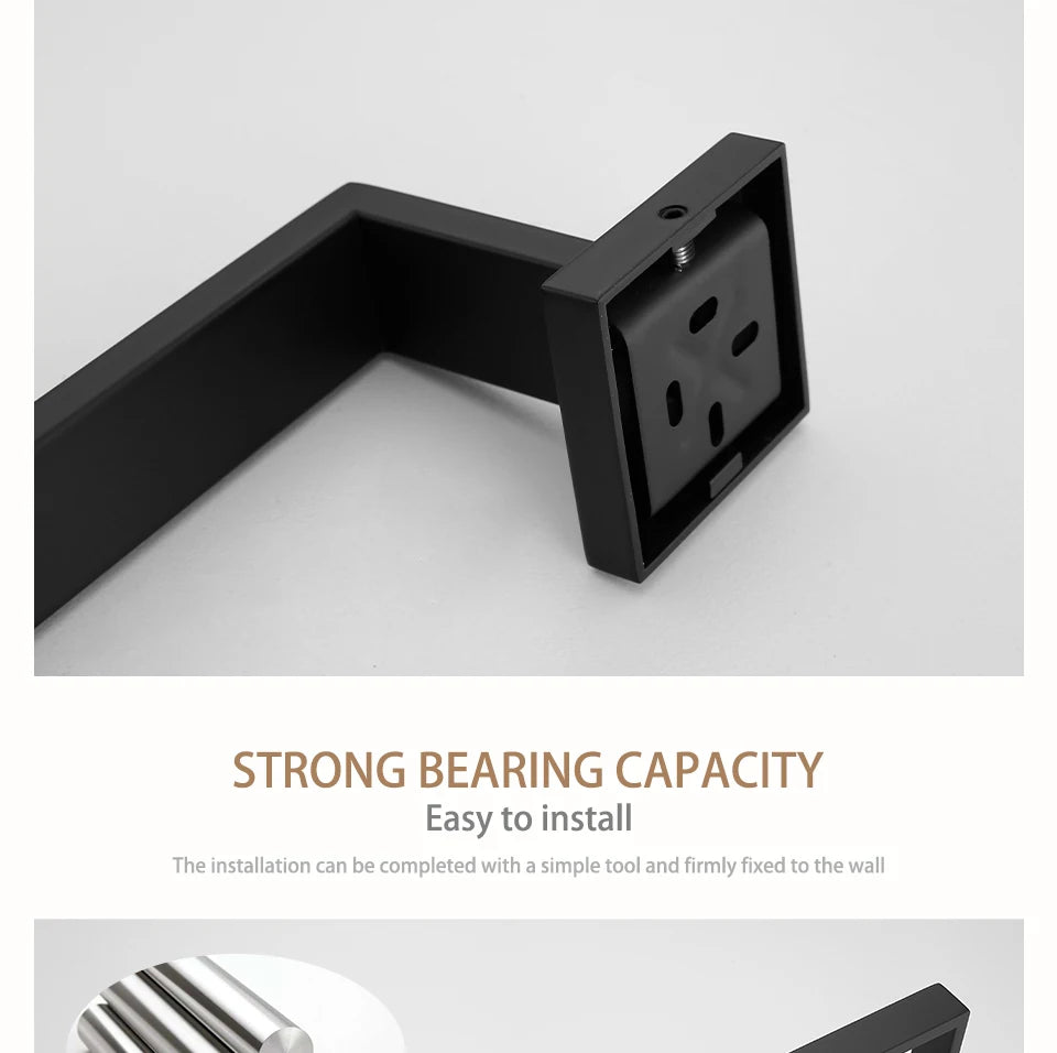 Kit Accessoires HOHardware Noir Mat : Étagère, Porte-Serviettes et Plus