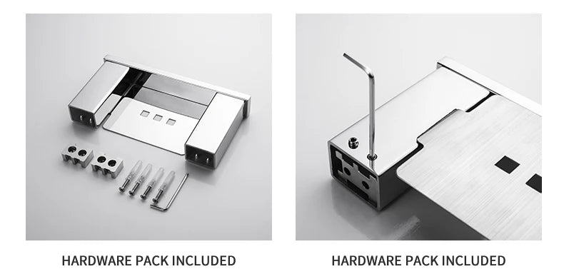 Accessoires de Salle de Bain en Acier Inoxydable - Set Étagère & Crochets