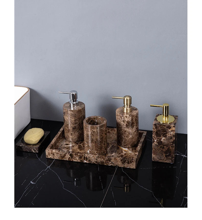 Porte-brosse à dents en marbre foncé - Luxe Regina Dish HOSet