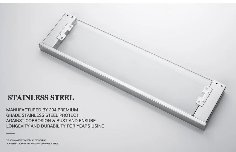 Accessoires de Salle de Bain en Acier Inoxydable - Set Étagère & Crochets