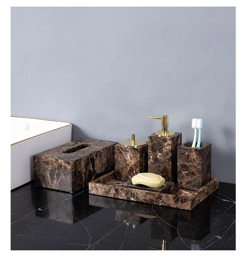 Porte-brosse à dents en marbre foncé - Luxe Regina Dish HOSet