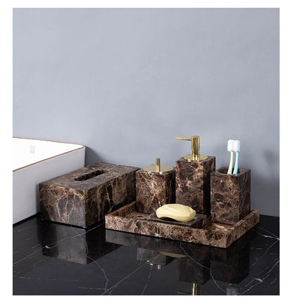 Porte-brosse à dents en marbre foncé - Luxe Regina Dish HOSet