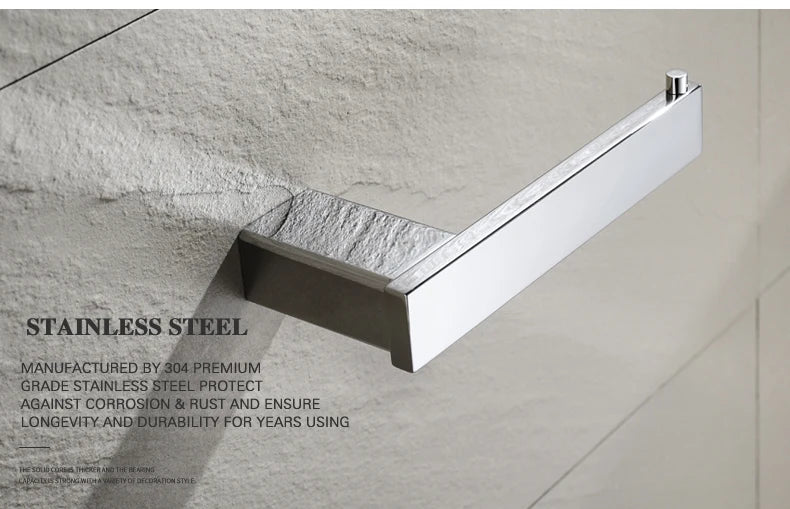 Accessoires de Salle de Bain en Acier Inoxydable - Set Étagère & Crochets